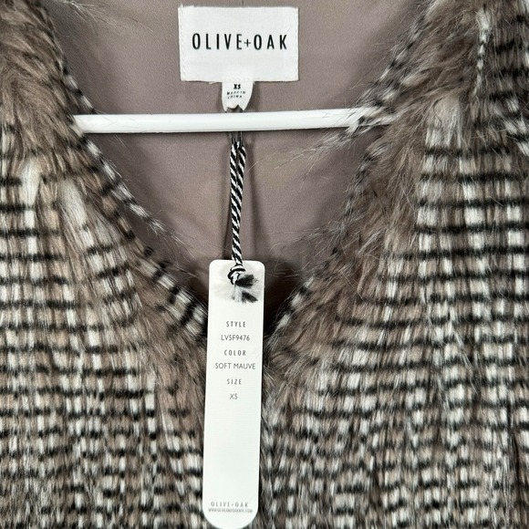 Olive Oak Faux Fur Vest Women XS Soft Mauve‎ Brown Boho Festival Shag LV5F9476 - Picture 3 of 12